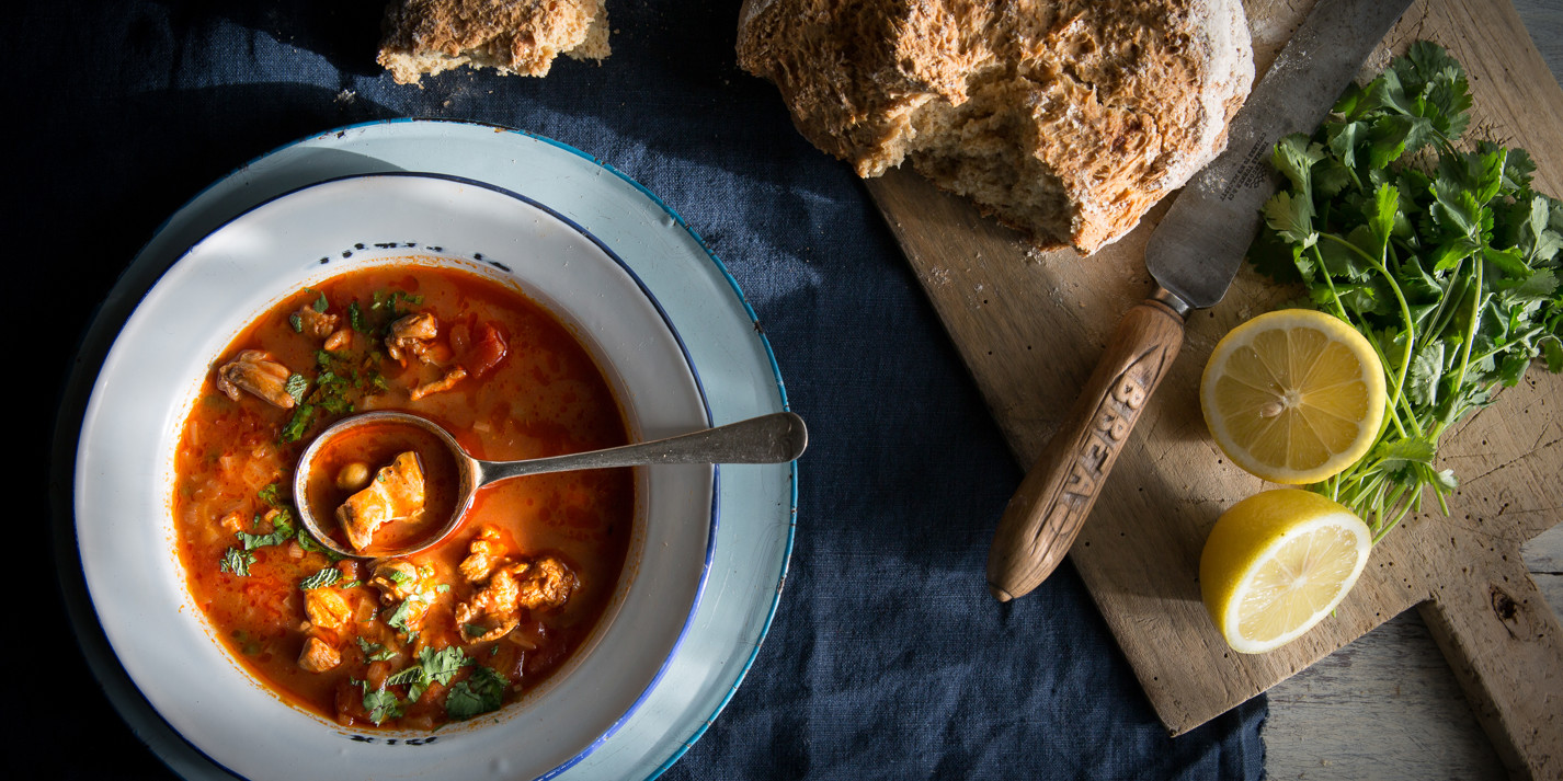 image of Moroccan Chicken and Chickpea Soup recipe by Great British Chefs