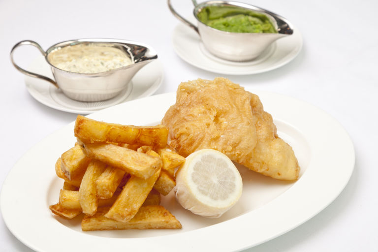 Meantime wheat beer battered fish and chips