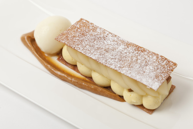 Pear and caramelised white chocolate galette