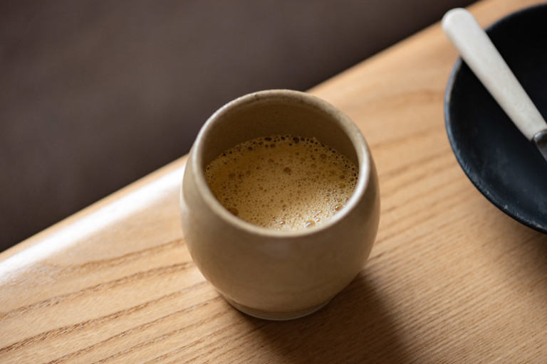 Bread and butter broth, yeast bubbles