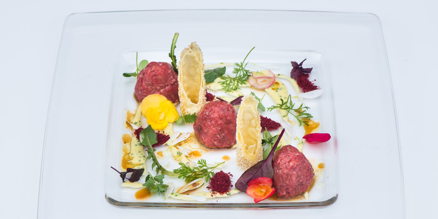 Beef Tartare Recipe with Sesame Seed Cannelloni - Great Italian Chefs