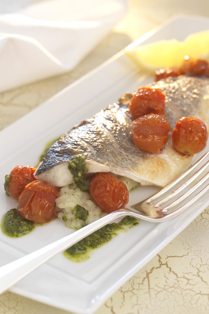 Grilled Sea Bass Recipe With Herb Risotto Great British Chefs