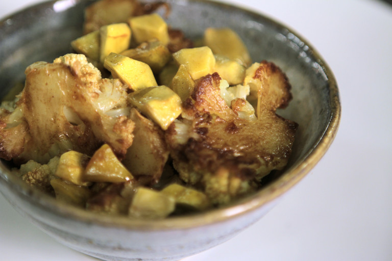 Roast cauliflower and chestnuts