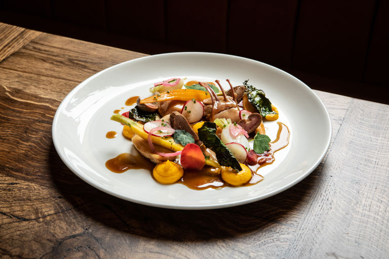 Rabbit and spring vegetables