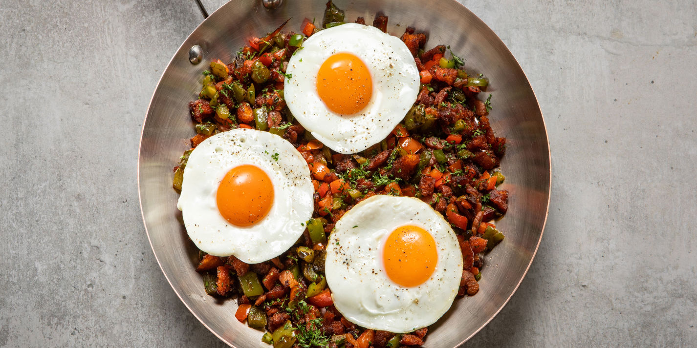 Fried Egg with Sobrasada and Garlic Migas Recipe - Great British Chefs