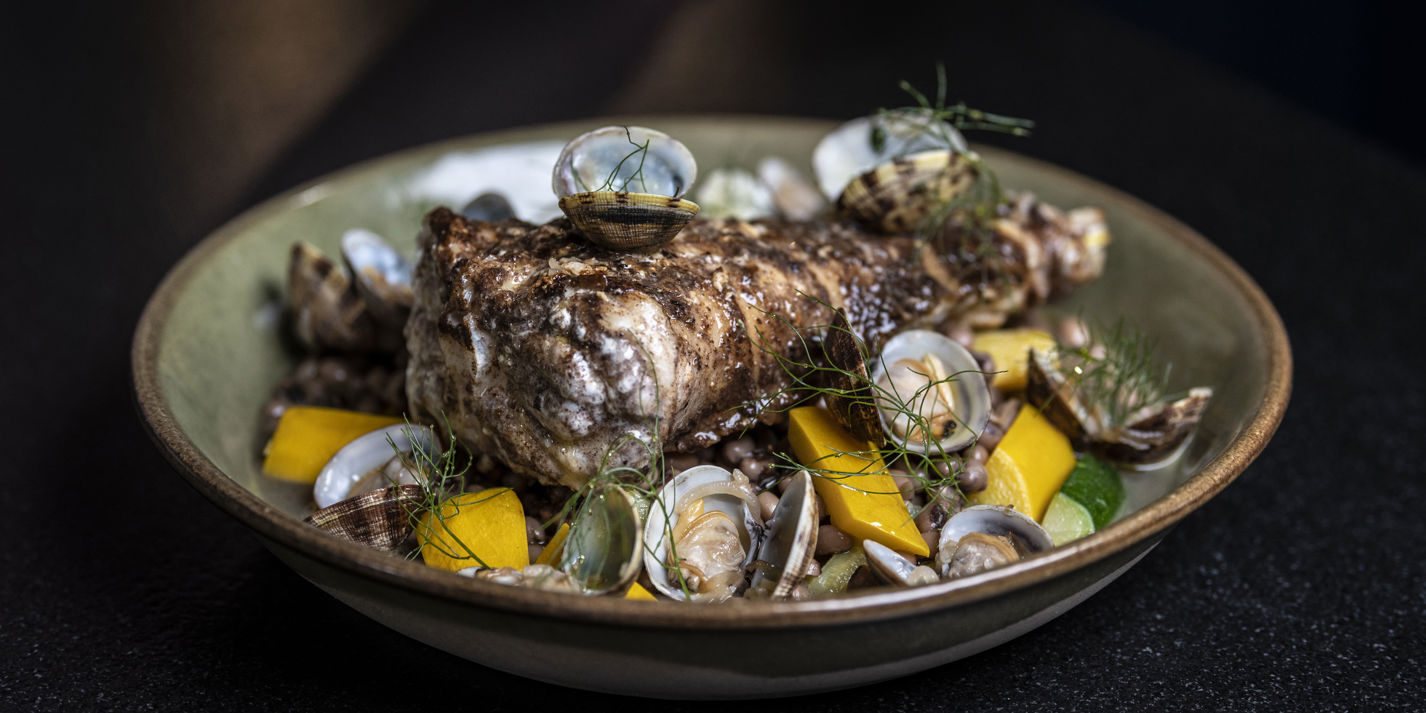 Monkfish with Clams, Black-Eyed Beans and Courgettes Recipe - Great British Chefs