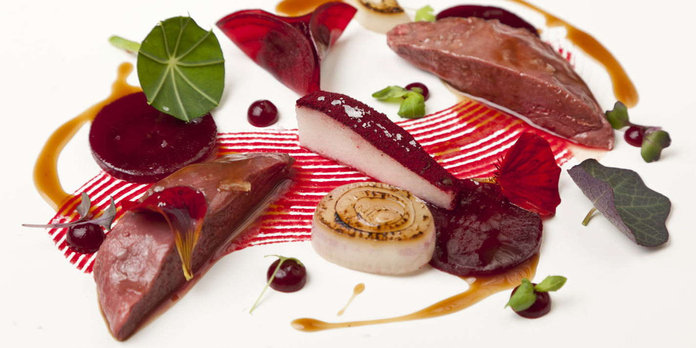 Pigeon with textures of beetroot