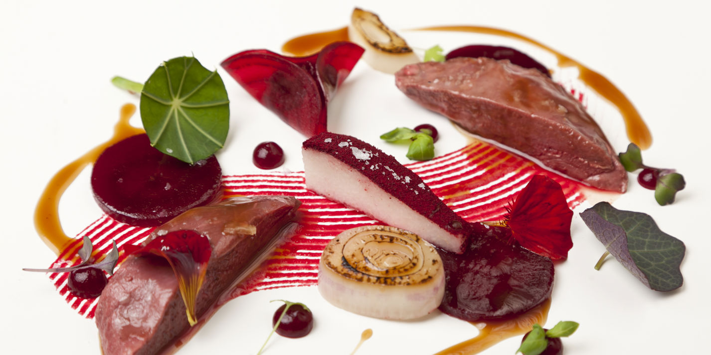 Pigeon with textures of beetroot