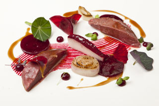 Pigeon with textures of beetroot