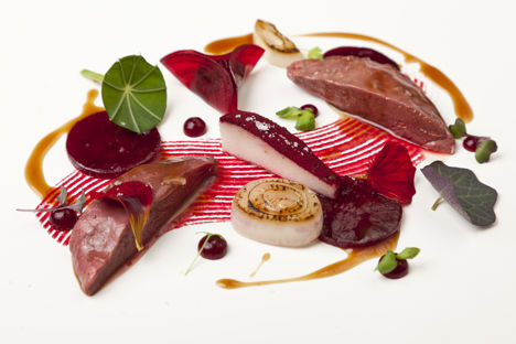 Pigeon with textures of beetroot