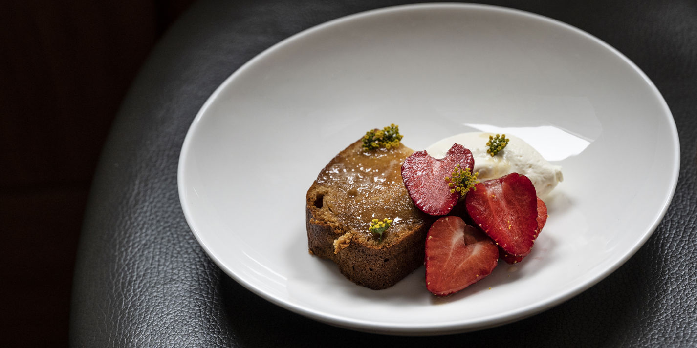 Honey Cake with Strawberries and Whipped Yoghurt Recipe - Great British Chefs