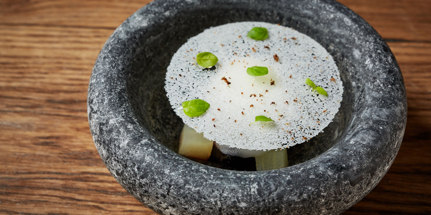 Gin Sorbet with Pickled Blackberries and Poached Pear Recipe - Great British Chefs