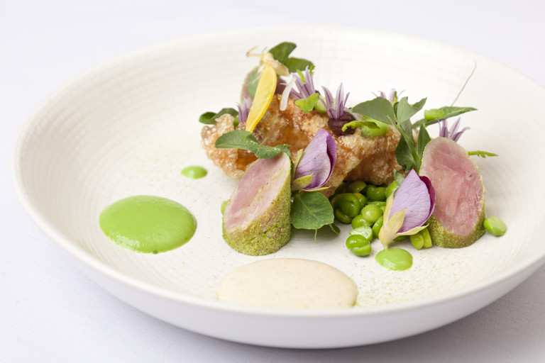 Ham hock, pea and mint salad
