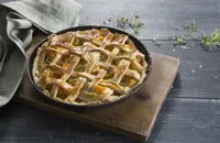 Savoury lattice pie, with butternut squash, leek, lemon and ricotta