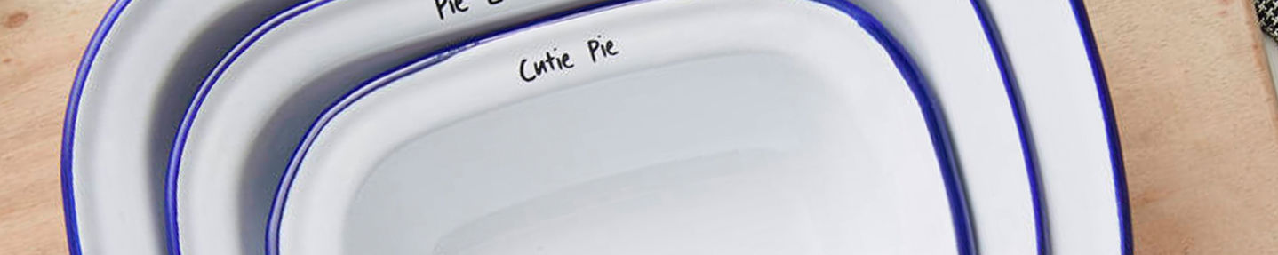 Win one of two personalised enamel pie dish sets worth £36