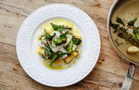 Cod with chilli dressing, gnocchi and broccoli