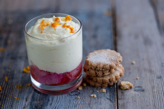Orange posset with rhubarb