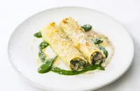 Cannelloni of mushrooms, ricotta and Parmesan with burnt butter and nutmeg