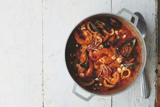 Seafood and tomato tagine