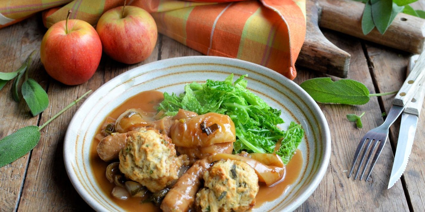 Sausage and apple casserole with dumplings recipe - Great British Chefs