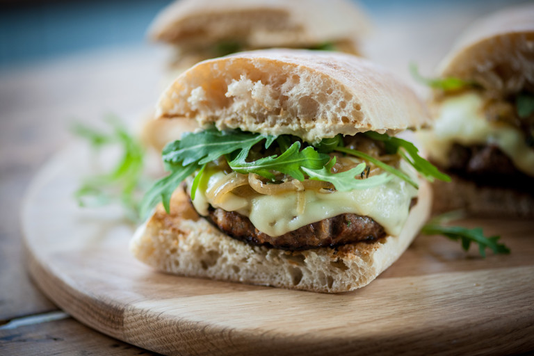 Mini beef and hummus burgers