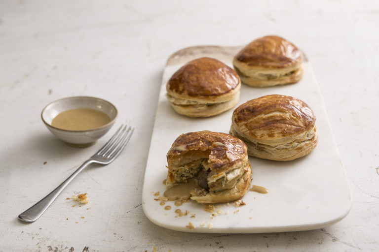 Individual mushroom and chicken mousse bombes