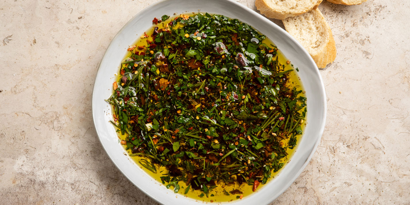 Za’atar, Balsamic Vinegar and Kalamata Olive Dipping Oil Recipe - Great British Chefs