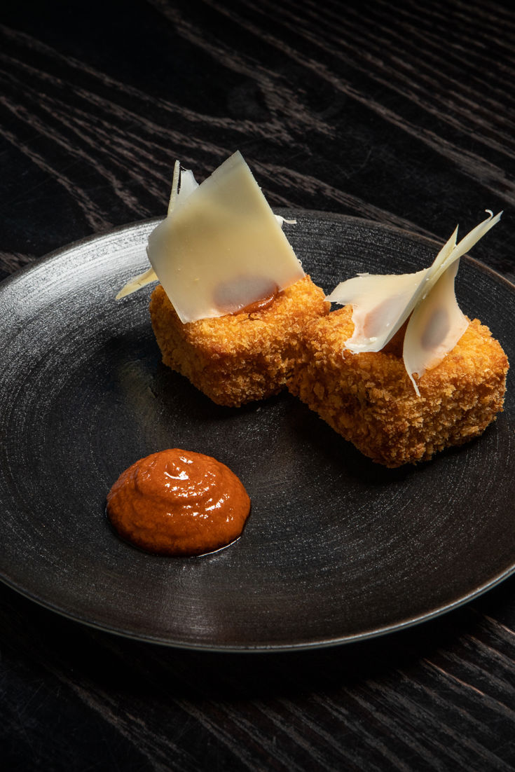 Fried Jalapeño and Le Gruyère AOP Mac and Cheese, SemiDried Tomato