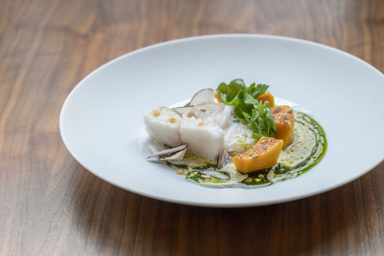 Citrus-Poached turbot with Delica Pumpkin Recipe - Great British Chefs