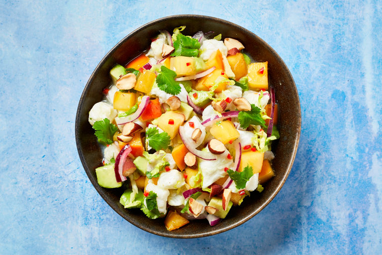 Whiting, persimmon and avocado ceviche