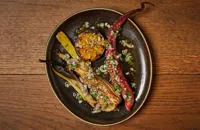 Grilled octopus with fennel, caramelised lemon and salsa cruda