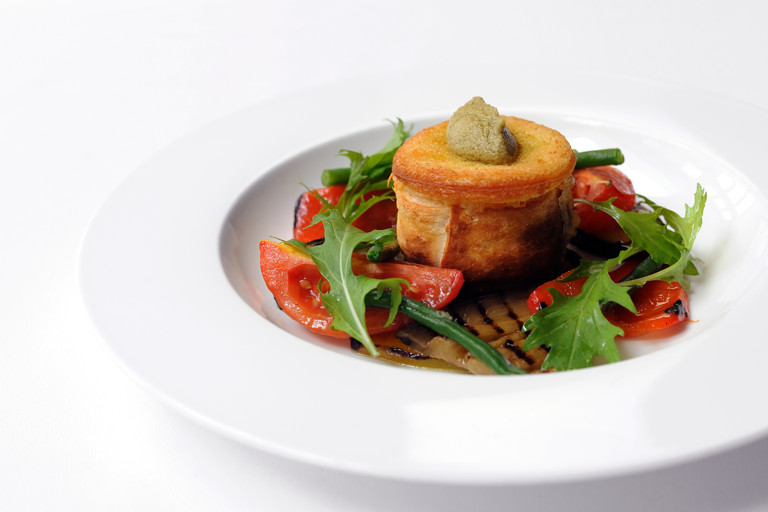 Goat's cheese crotin with marinated chargrilled vegetables 
