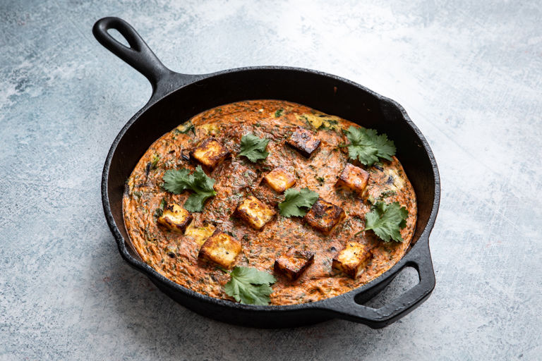 Curried egg and tomato frittata with paneer