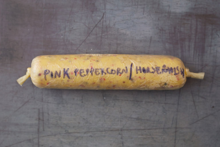 Pink peppercorn and horseradish butter