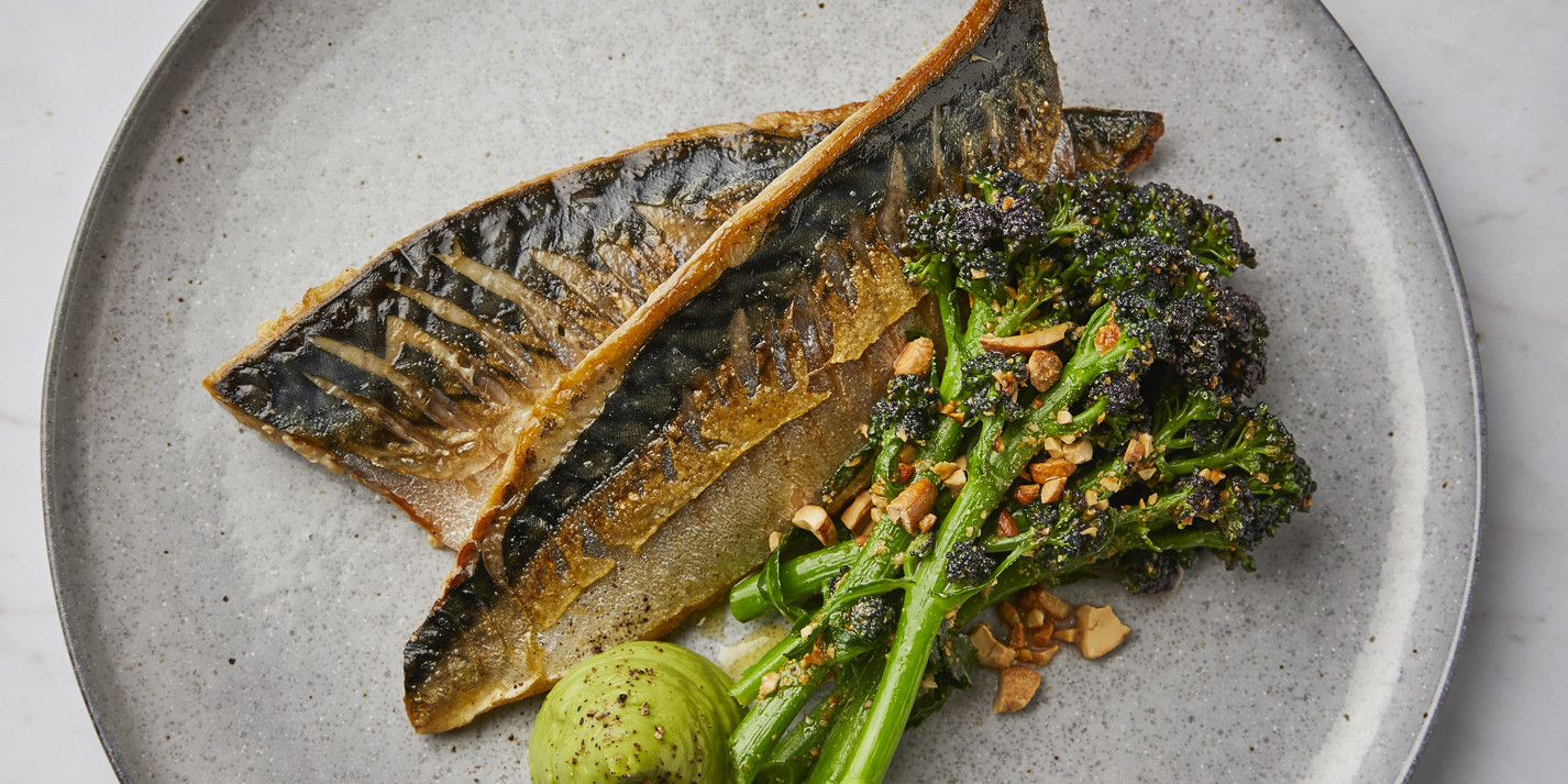 image of Mackerel With Avocado, Broccoli and Cashew Salad recipe by Great British Chefs