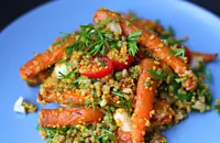Roasted Carrot, Mung Bean, Quinoa and Tomato Salad 