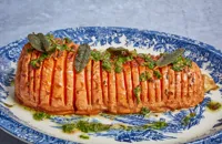 Barbecued hassleback butternut with sage salsa verde