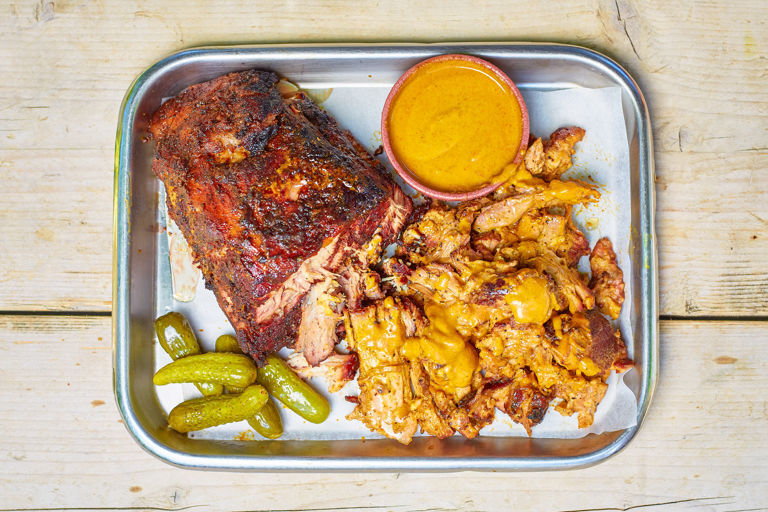 Pulled pork with Carolina gold barbecue sauce
