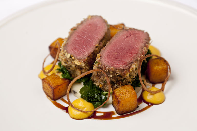 Venison with butternut squash, Parmesan and truffle