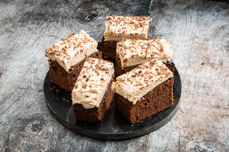 Chocolate, hazelnut and caramel traybake