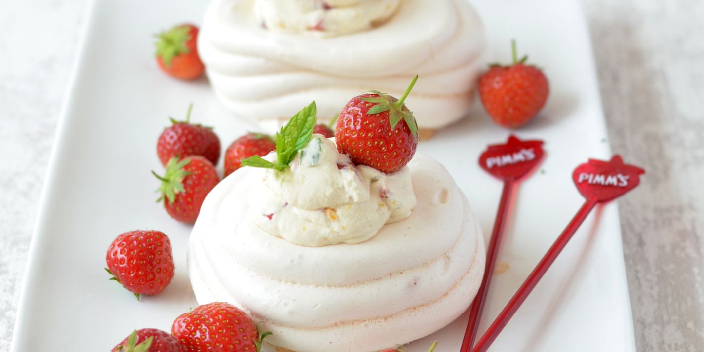 Pimms and Strawberry Pavlovas Recipe - Great British Chefs