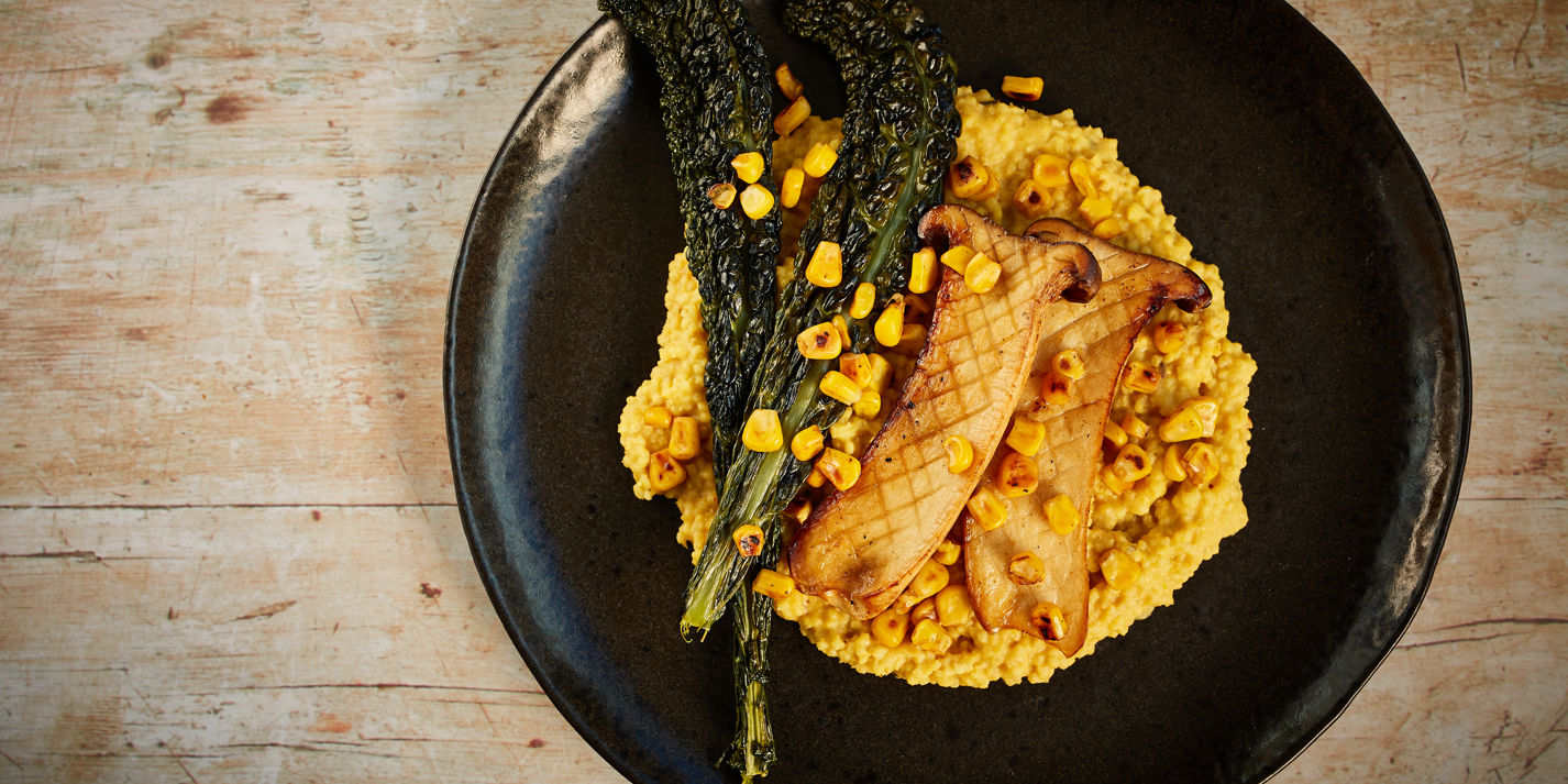 Sweetcorn Millet with King Oyster Mushrooms Recipe - Great British Chefs