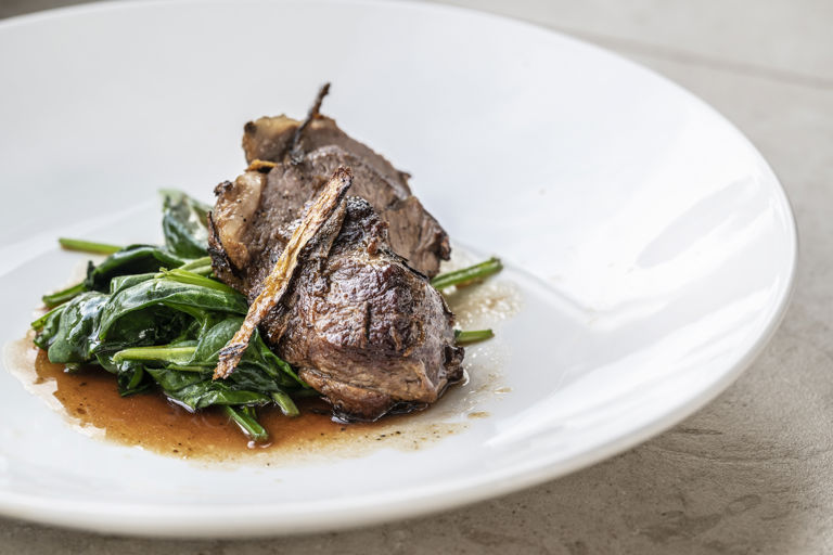 Lamb rump with liquorice and spinach
