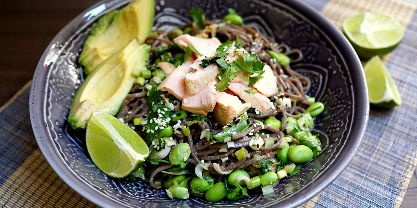 Matcha Salmon and Noodle Salad Recipe - Great British Chefs