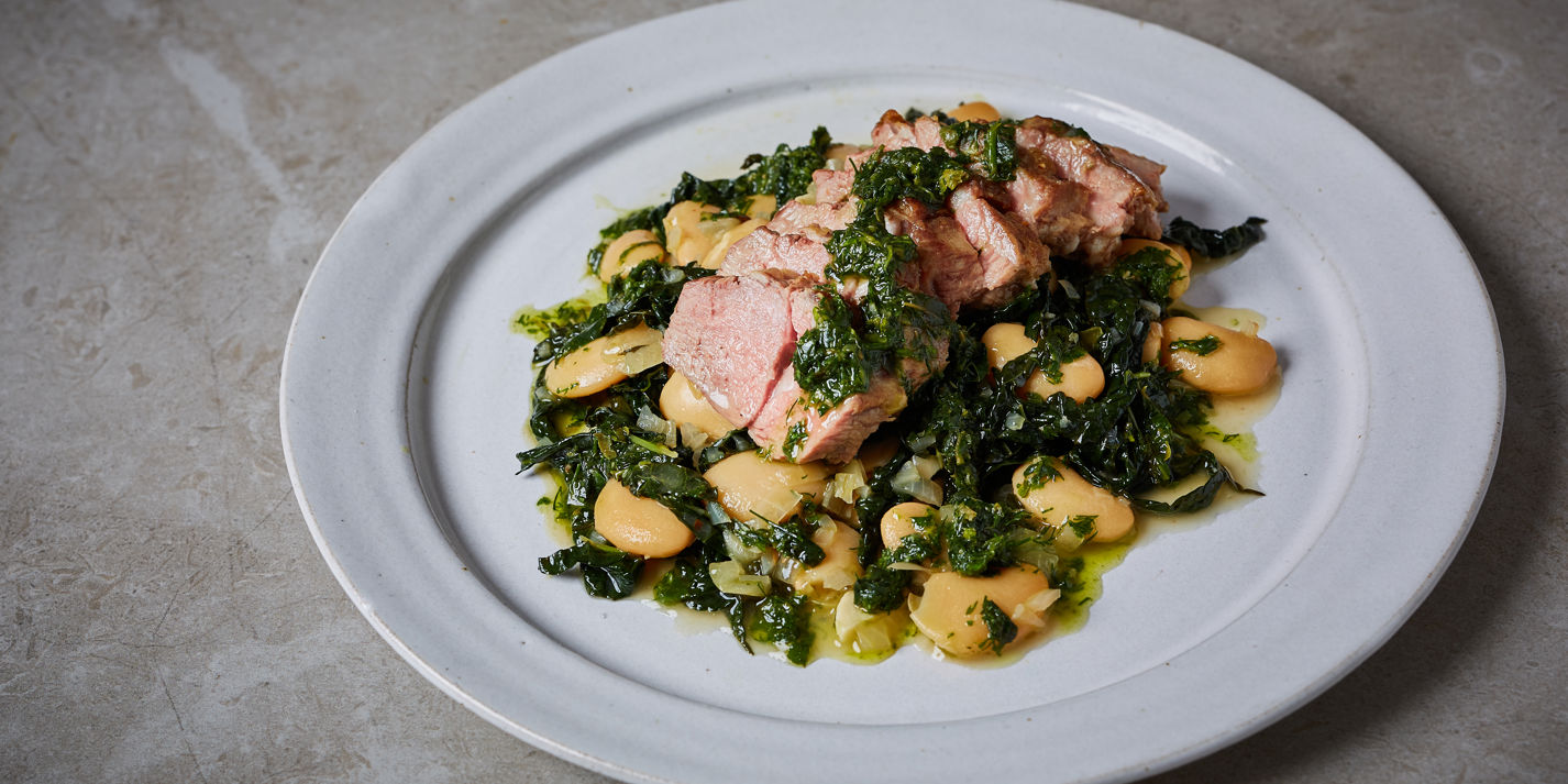 Lamb Neck with Braised Butter Beans and Green Sauce Recipe - Great British Chefs
