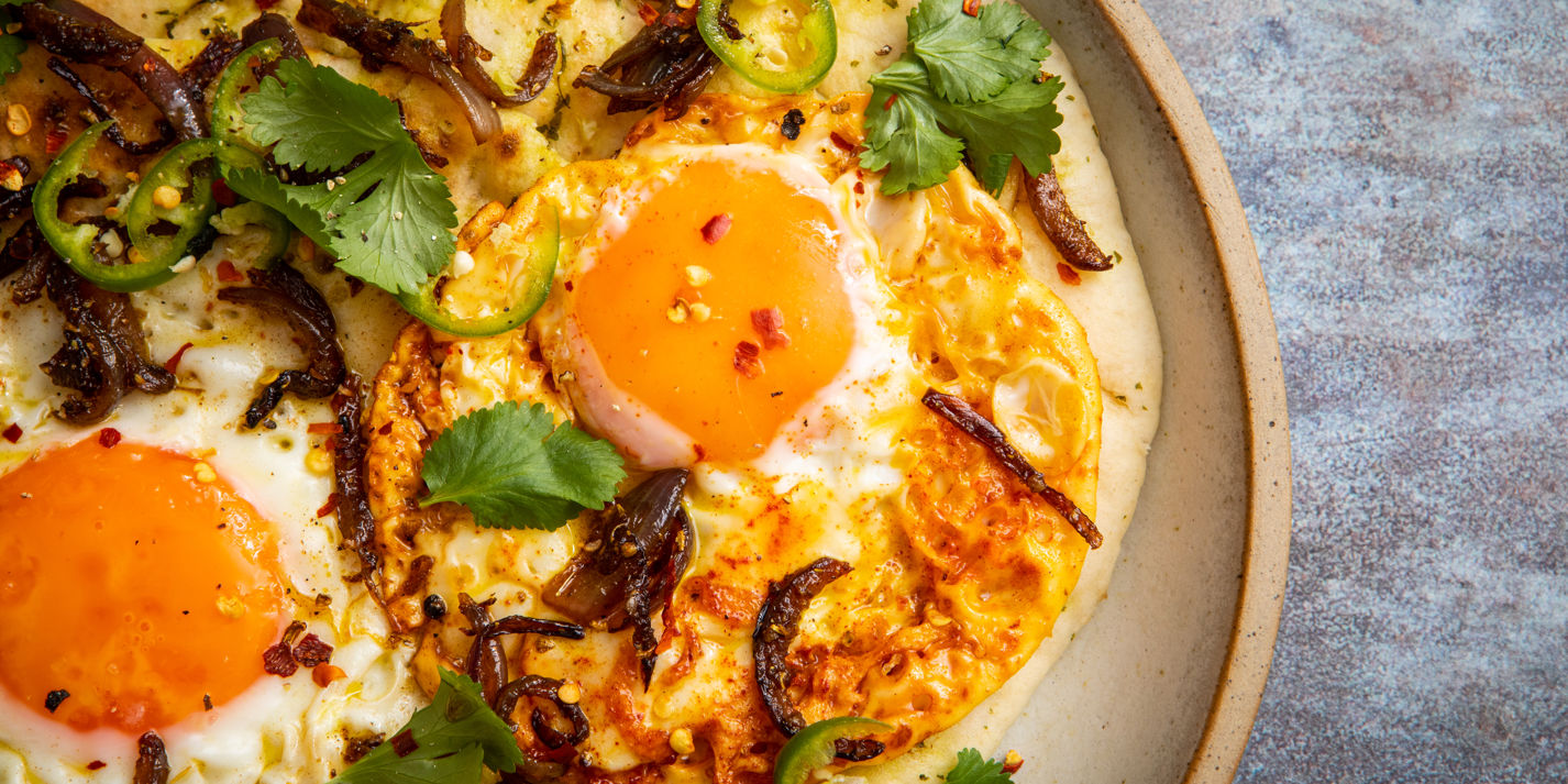 Turmeric Fried Eggs with Garam Masala Onions Recipe - Great British Chefs