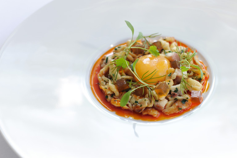Smoked eel spätzle