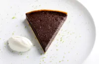 Chocolate and chilli tart with crème fraîche and lime