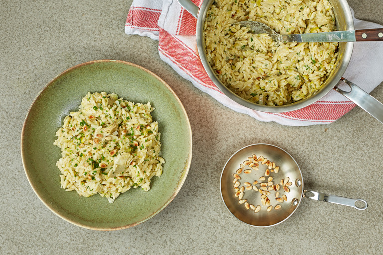 Artichoke Orzotto With Toasted Pine Nuts Recipe Great British Chefs