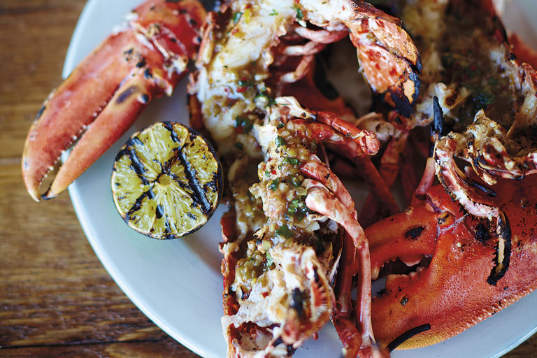 Barbecued jerk lobster with coconut rice